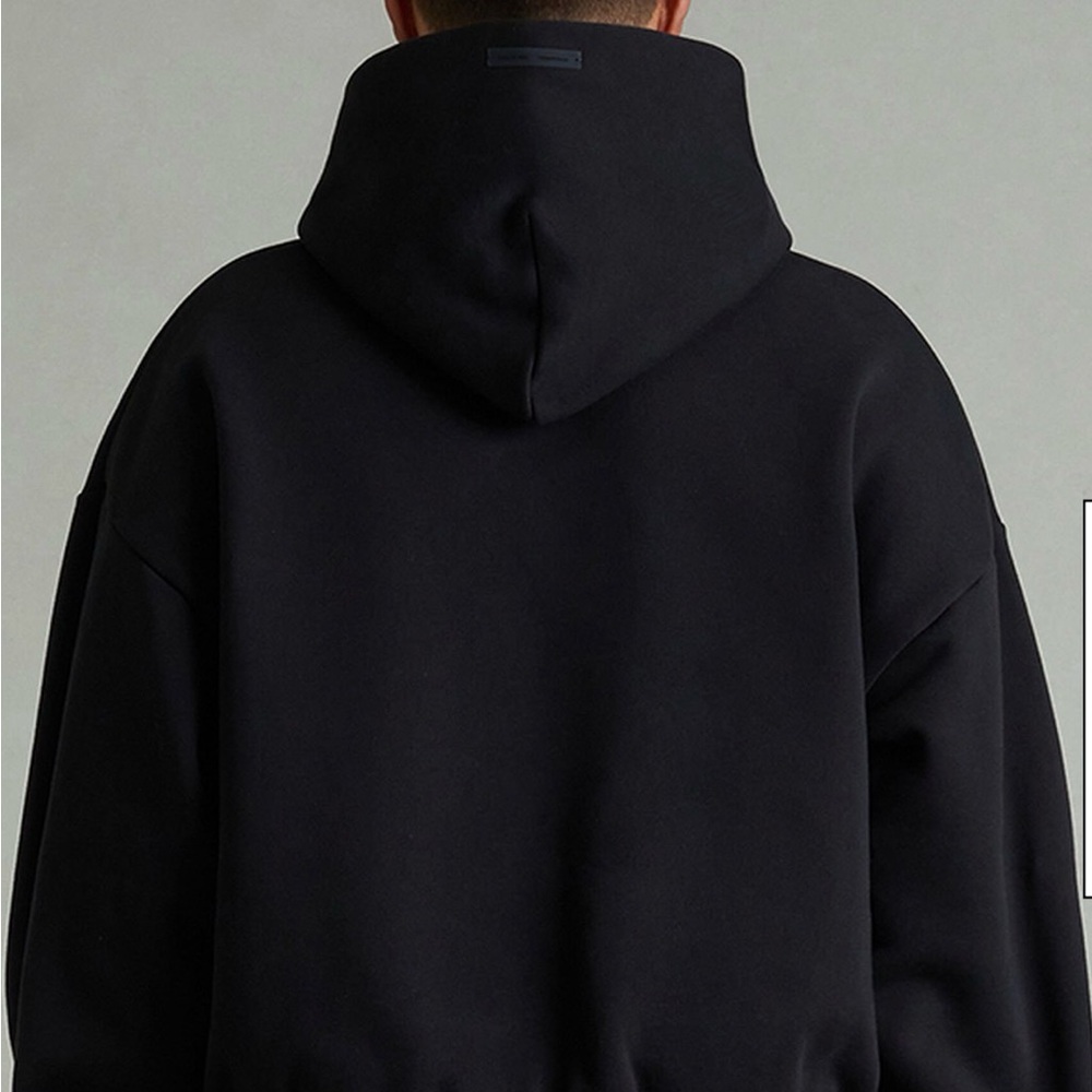 😎sold😎Fear of God Essentials Vintage Black Hoodie with Gold Print - Picture 4 of 5